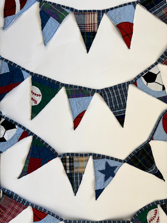 Handmade Quilt Pennant - Basketball & Baseball