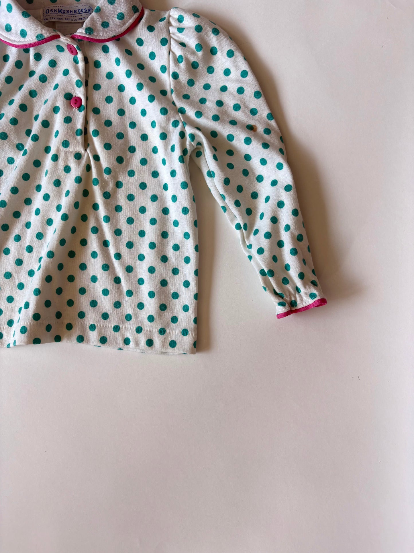 Vintage 80s Oshkosh Polkadot Blouse Size 18 months