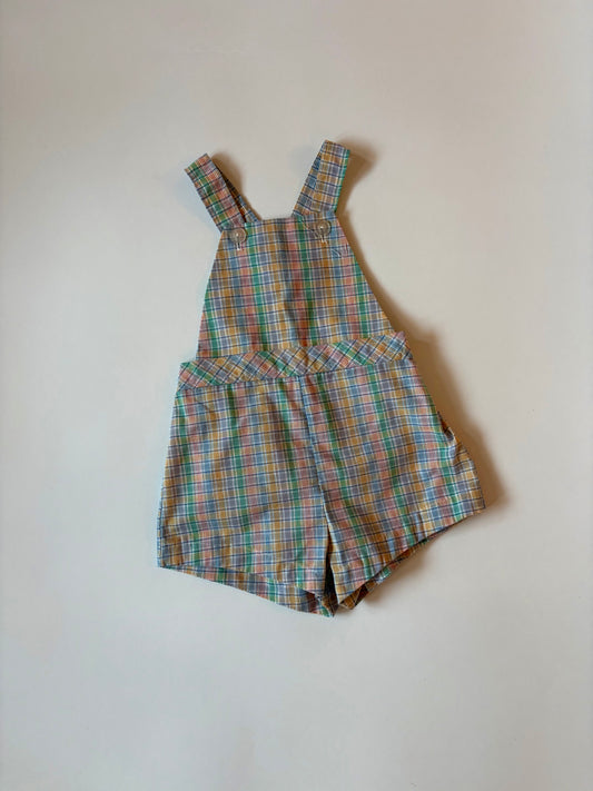 Vintage 80s Pastel Check Shortalls Size 12 months