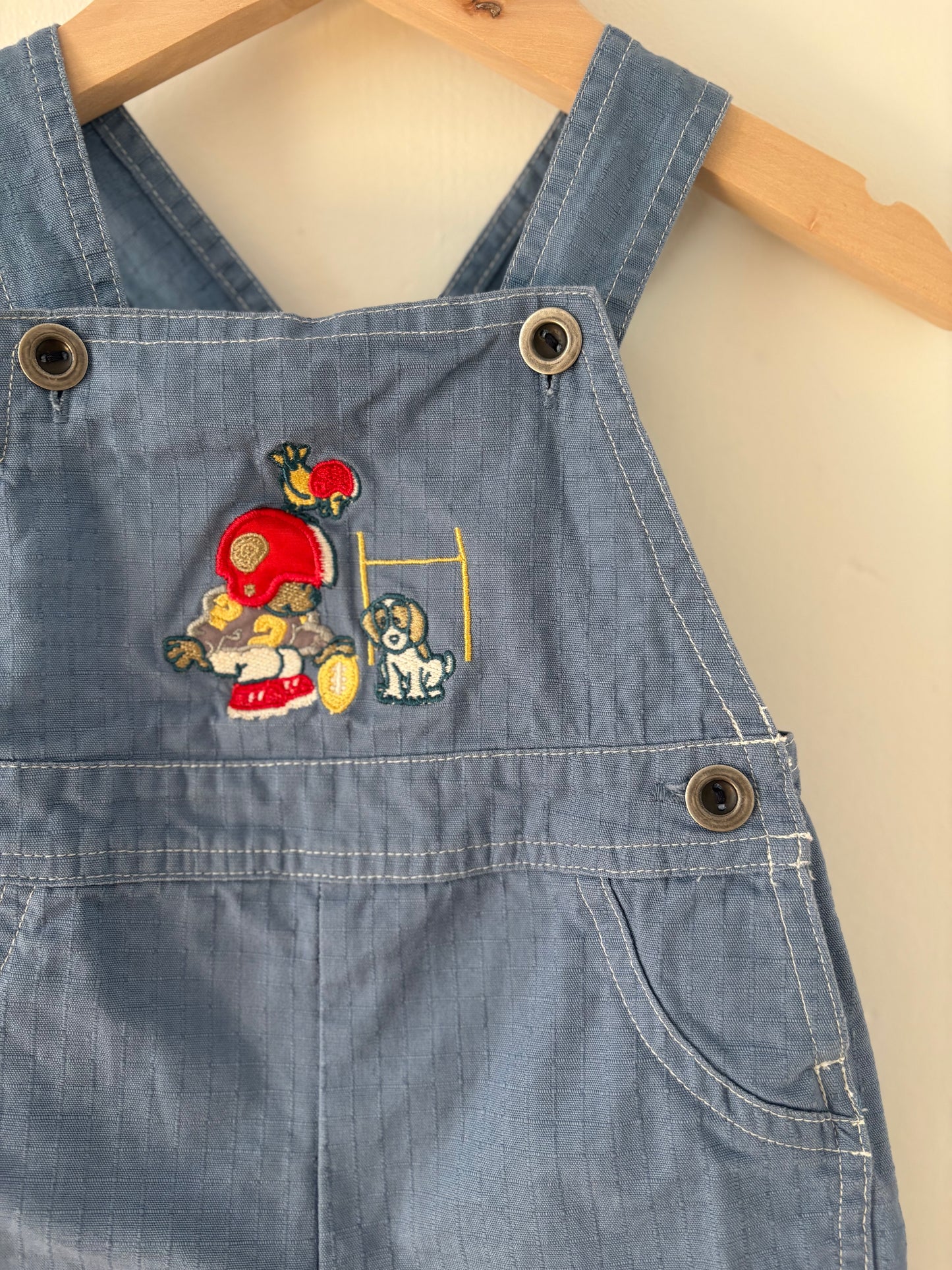 Vintage Teddy Bear Football Overalls Size 6-9 months