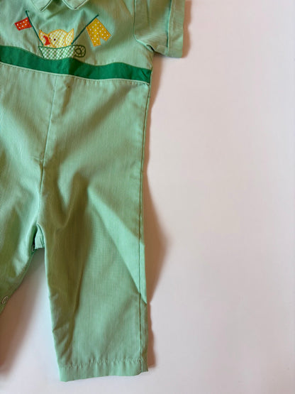 Vintage 70s By Thomas Chick Appliqué Romper Size 12 months