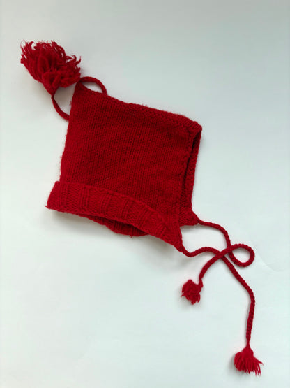 Hand-knit Pom Pom Hat Size 0-2 years