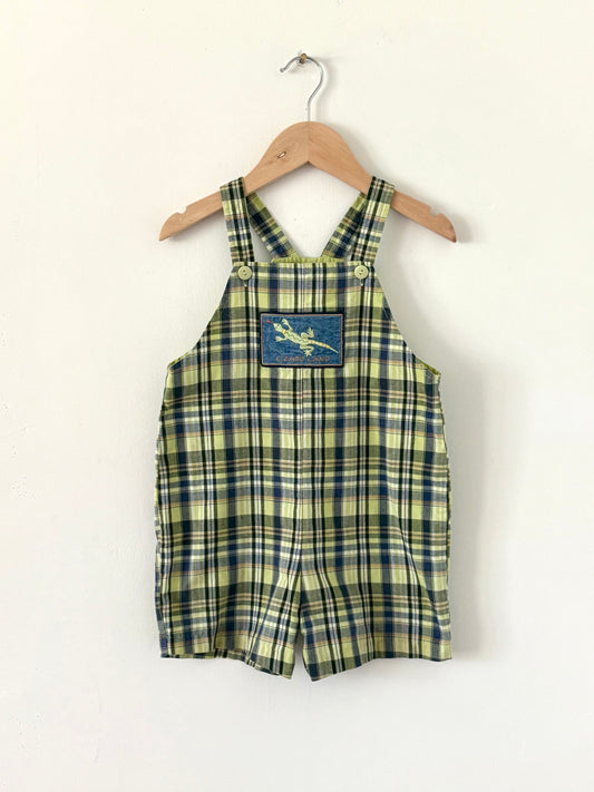 Vintage 90s Lizard Land Plaid Shortalls Size 4T