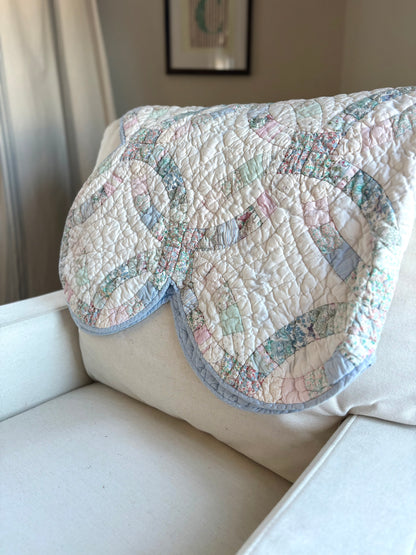 Vintage First Impressions Double Wedding Ring Crib Quilt