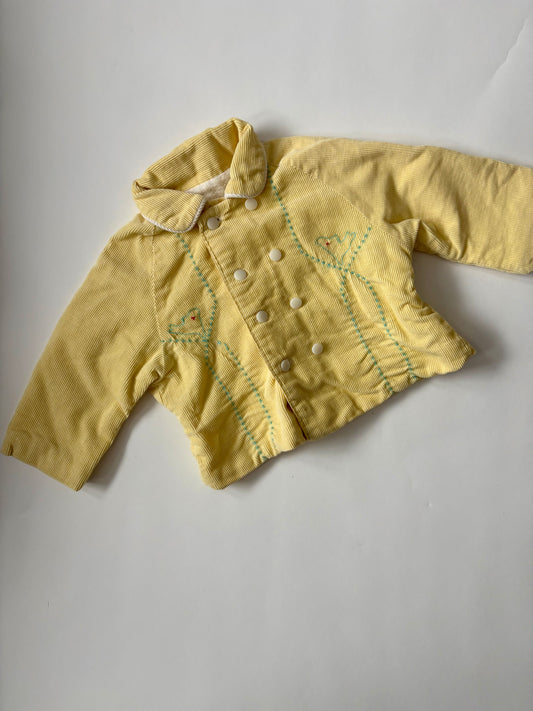 Vintage 70s Butter Yellow Corduroy Jacket Size 6-12 months