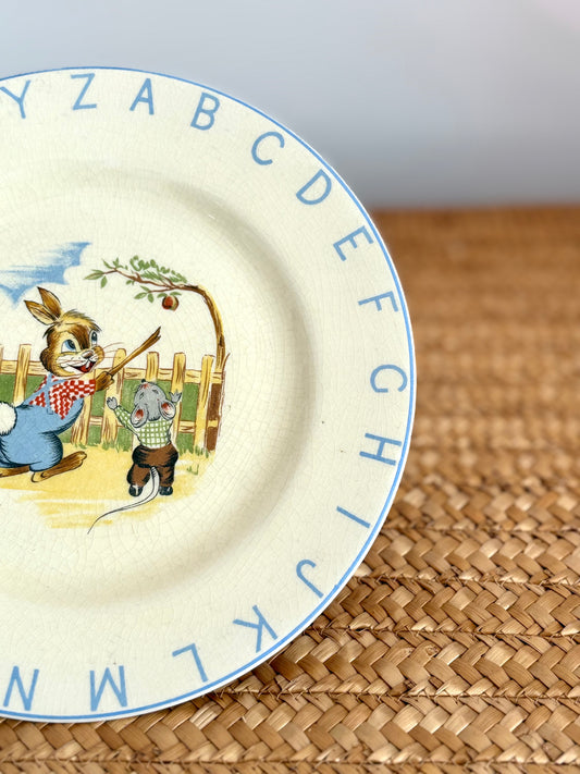 Vintage ABC Rabbit and Mouse Plate