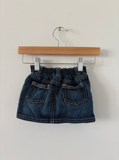 Vintage 00s Old Navy Embroidered Denim Skirt with Ruffle Bloomers Size 6-12 months