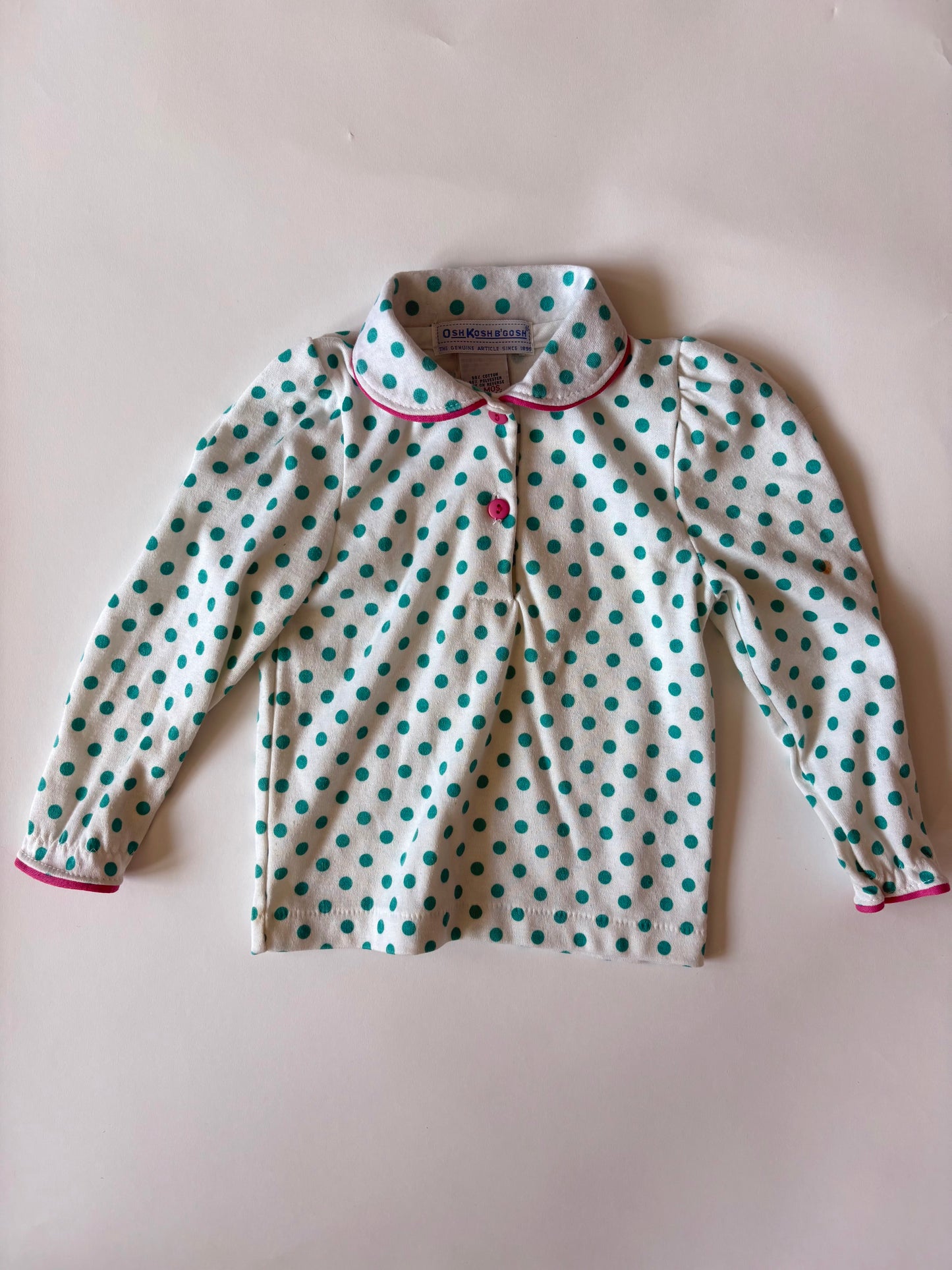 Vintage 80s Oshkosh Polkadot Blouse Size 18 months