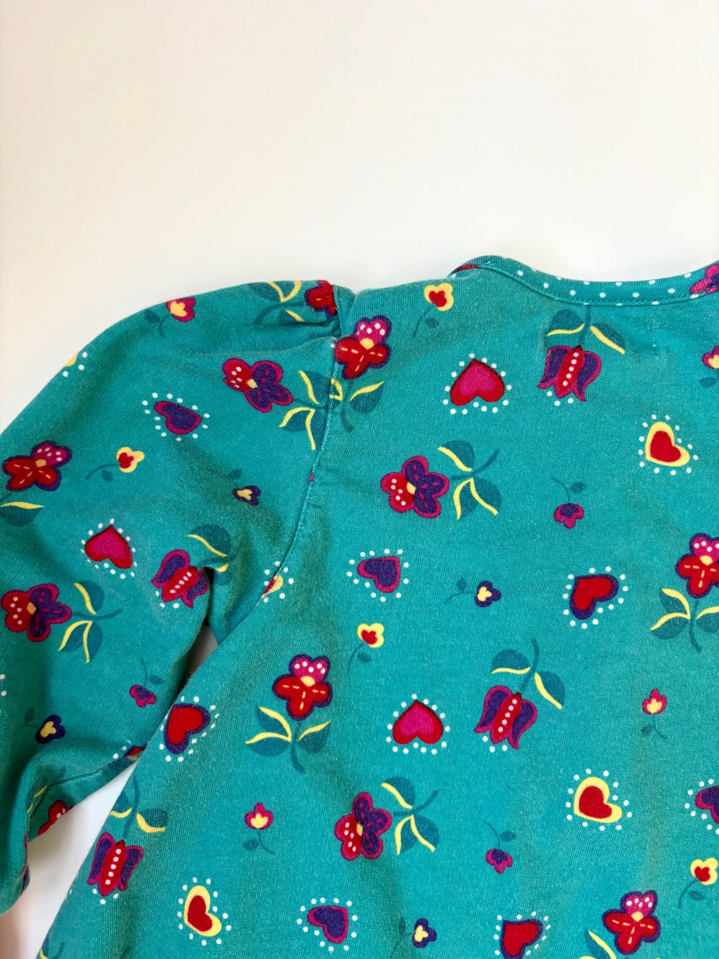 Vintage 90s Gymboree Rainbow Tag Heart Snap Cardigan Size 2T