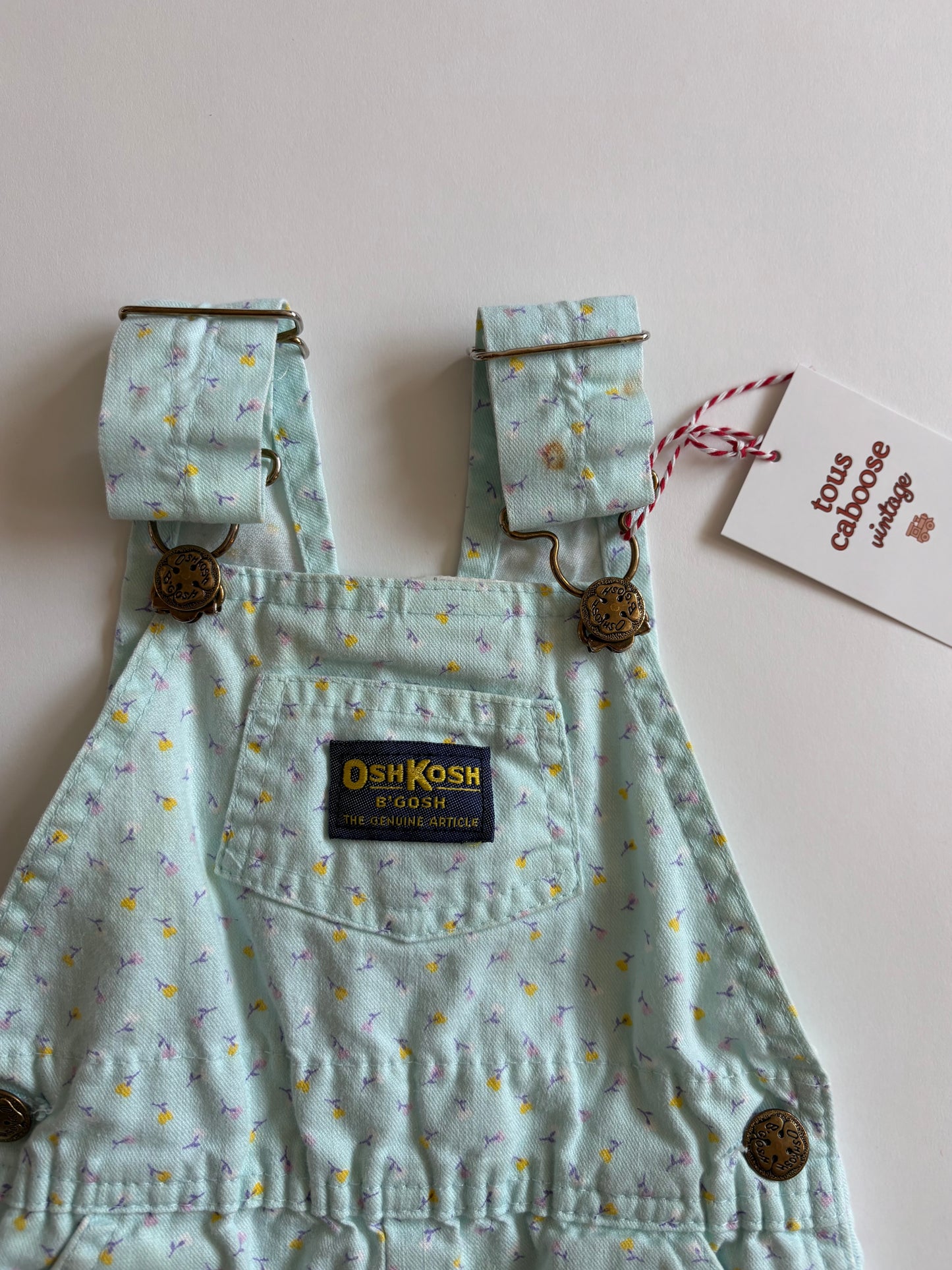 Vintage 90s Oshkosh Floral Shortalls Size 18 months
