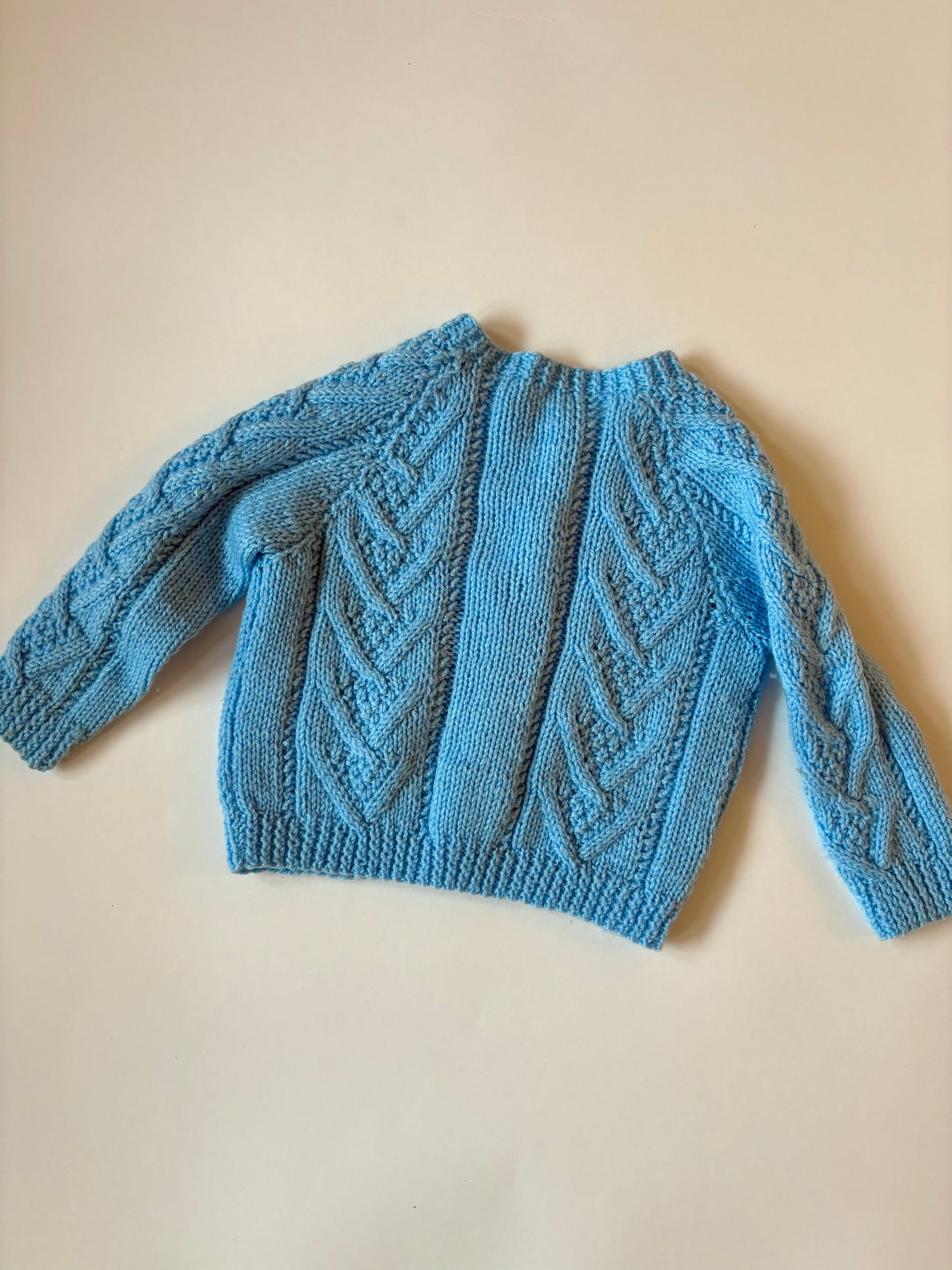 Hand-knit Sky Blue Cardigan Size 2T