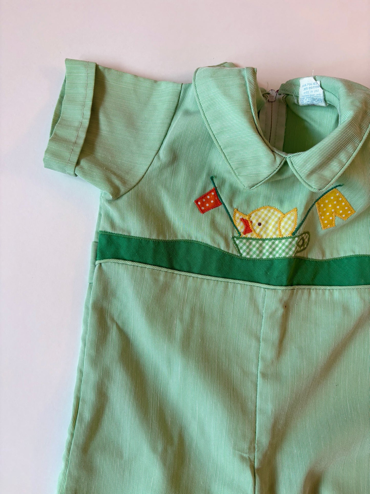 Vintage 70s By Thomas Chick Appliqué Romper Size 12 months