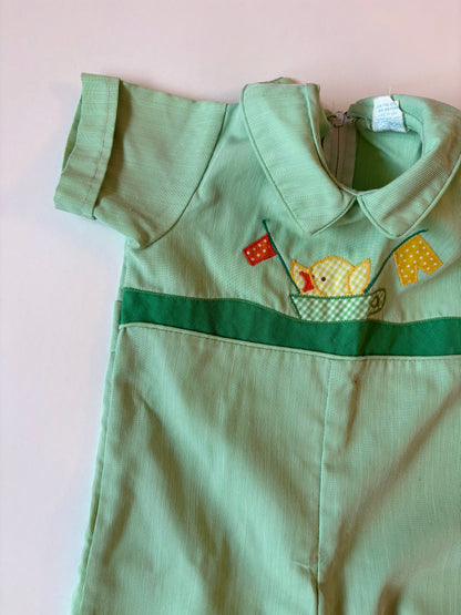 Vintage 70s By Thomas Chick Appliqué Romper Size 12 months