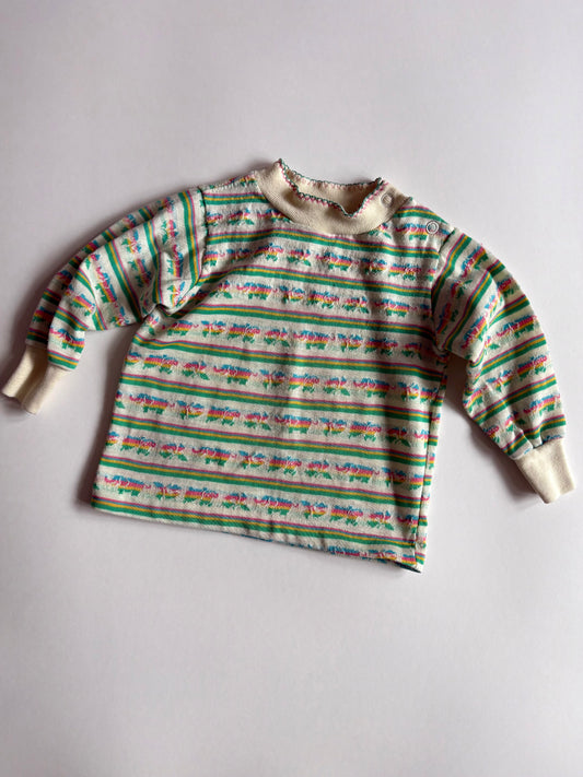 Vintage Rainbow Elephants Top Size 6-12 months