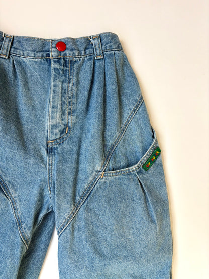 Vintage 90s Gymboree Rainbow Tag Pleated Jogger Style Denim Size 5/6