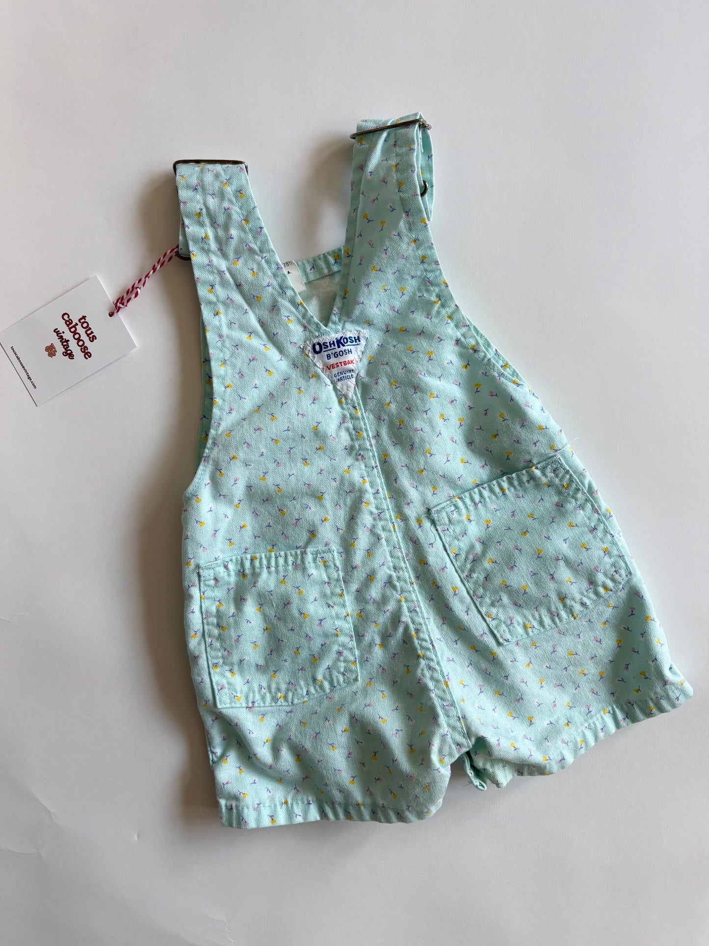 Vintage 90s Oshkosh Floral Shortalls Size 18 months
