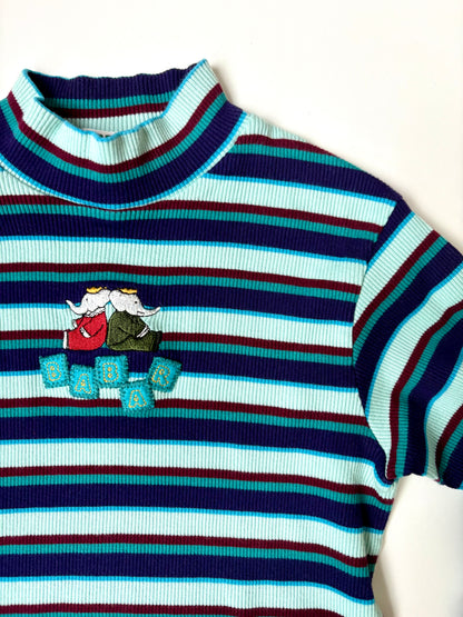 Vintage Y2K Babar Striped Mock Neck Size 7