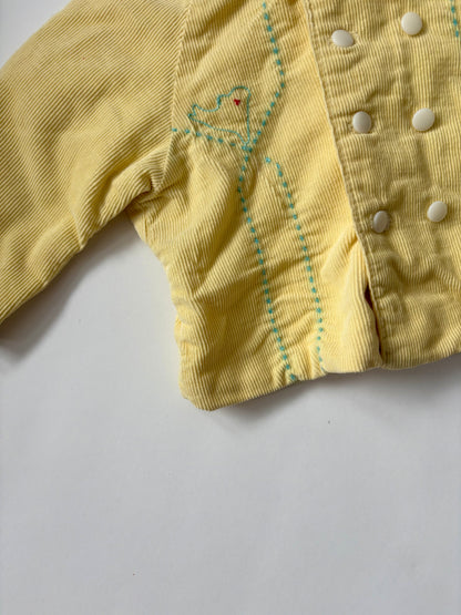Vintage 70s Butter Yellow Corduroy Jacket Size 6-12 months