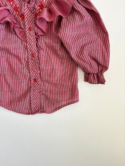 Vintage 80s Western Puff Sleeve Blouse Size 18 months