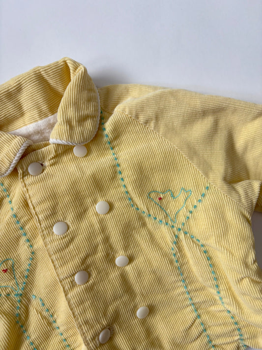 Vintage 70s Butter Yellow Corduroy Jacket Size 6-12 months