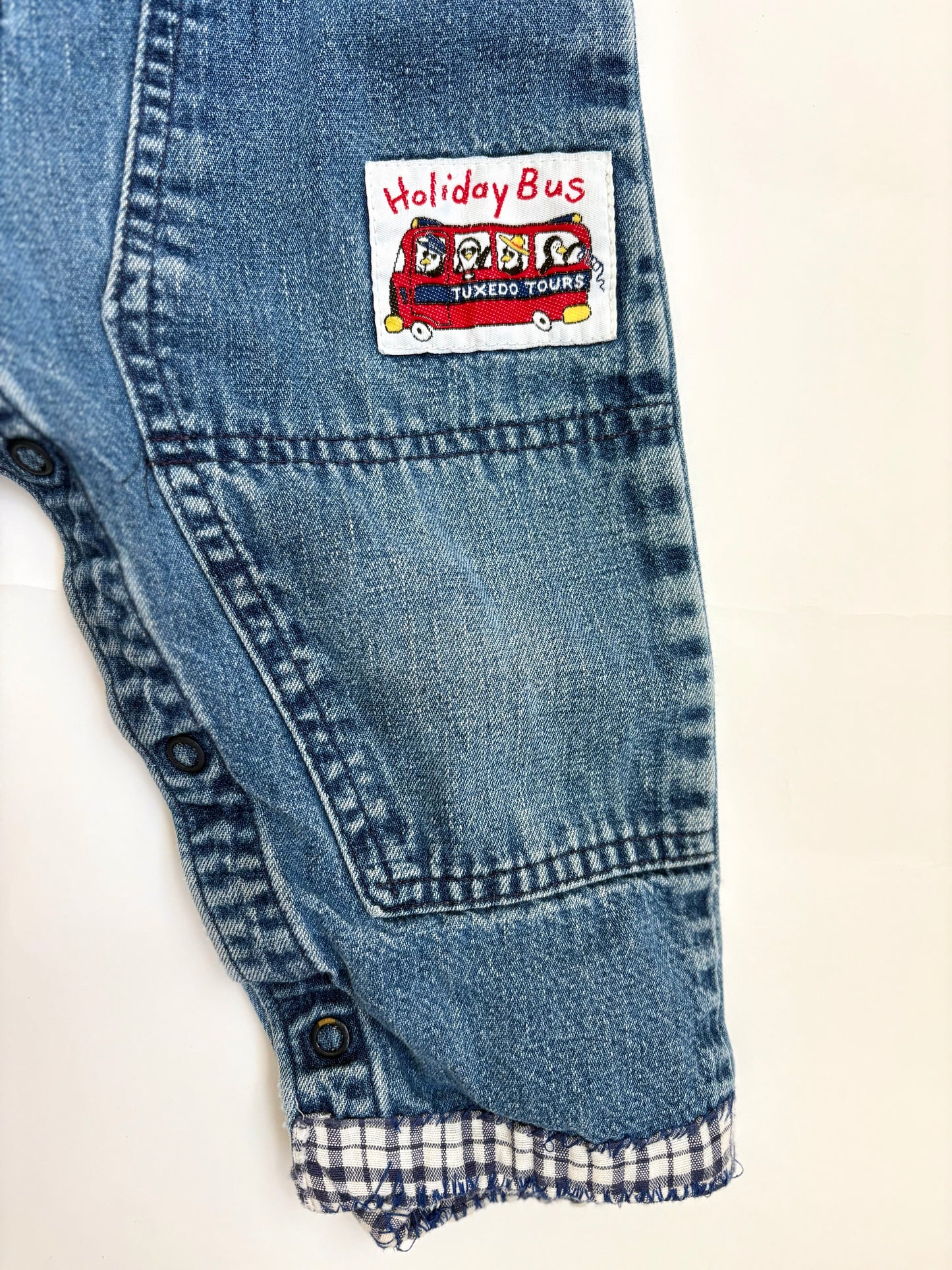 Vintage 90s Oshkosh Holiday Bus Overalls Size 2T