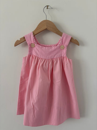 Vintage Sylvia Whyte School Bus Appliqué Pink Gingham Set Size 2T