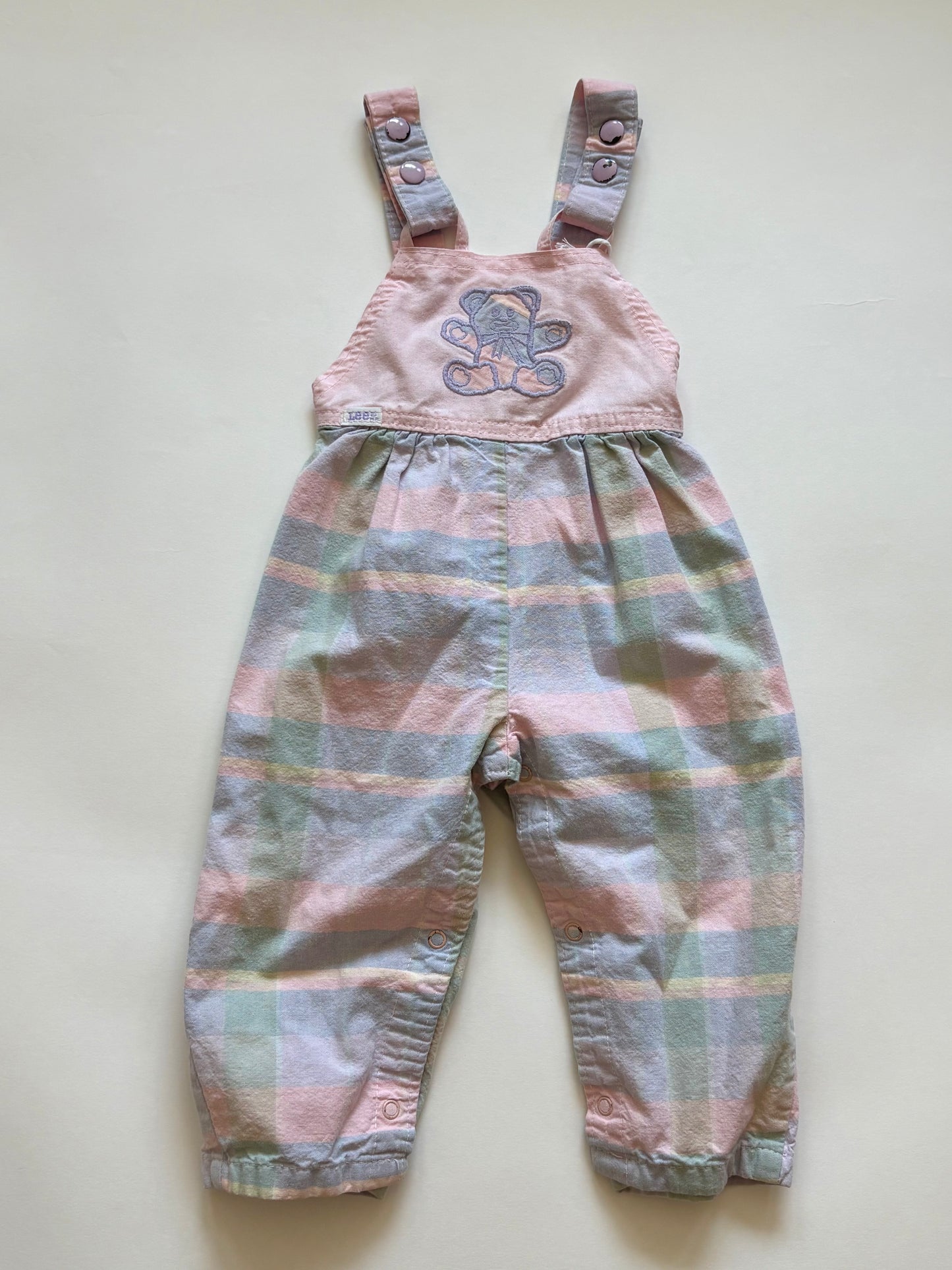 Vintage 90s Lee Pastel Teddy Overalls Size 2T
