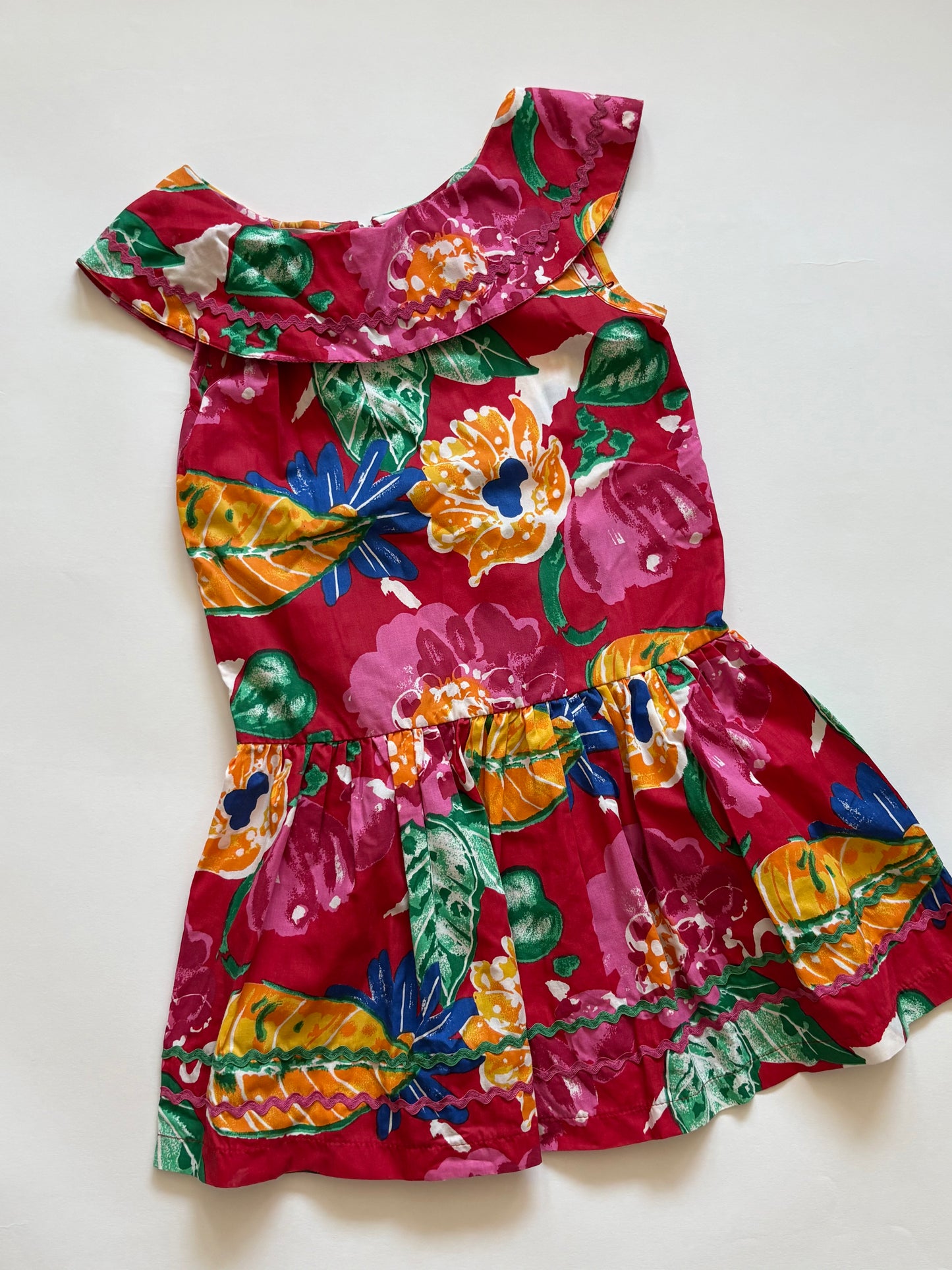 Vintage 90s Rachel's Kids Drop Waist Ric Rac Dress Size 6