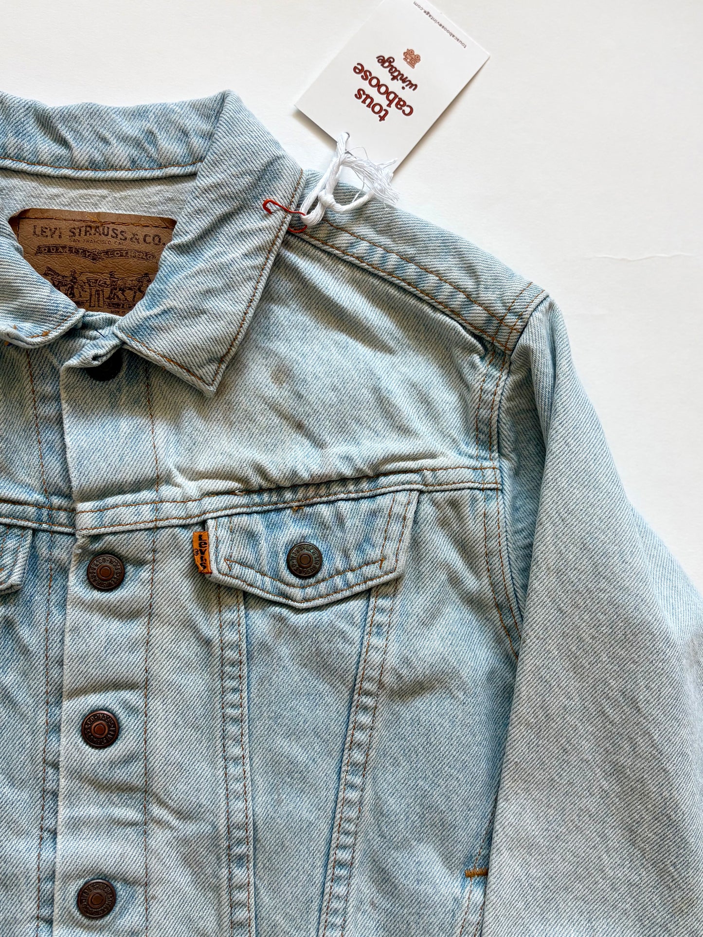 Vintage 80s Levi's Orange Tab Light Wash Denim Jacket Size 6