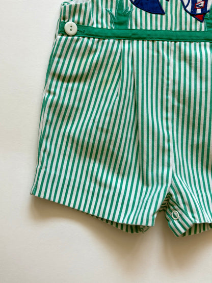Vintage 80s/90s Striped Fish Shortalls Size 18 months