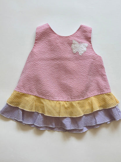 Vintage 90s Gingham Butterfly Ruffle Tank Size 18 months
