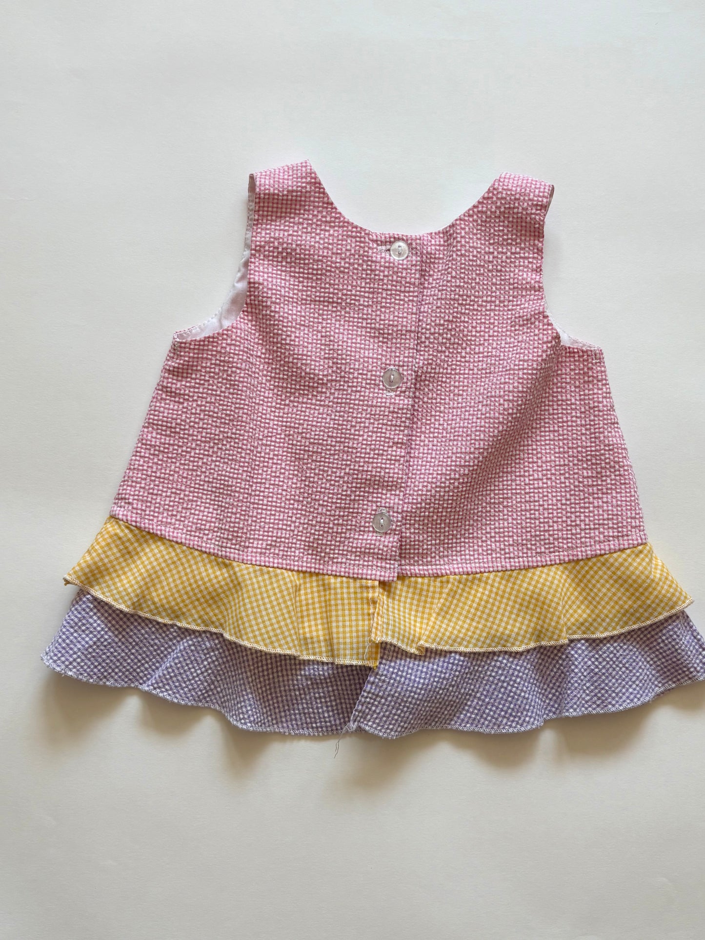 Vintage 90s Gingham Butterfly Ruffle Tank Size 18 months