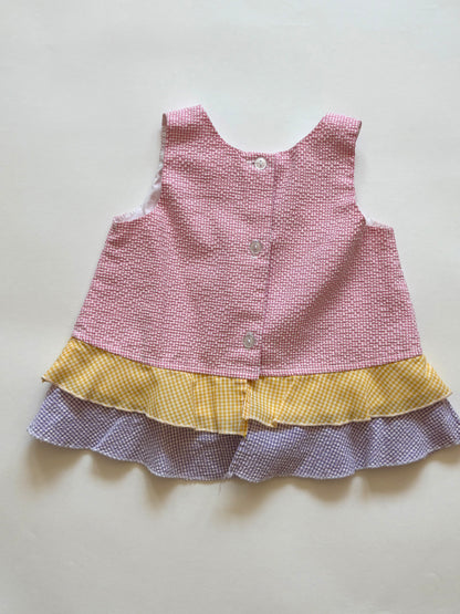 Vintage 90s Gingham Butterfly Ruffle Tank Size 18 months