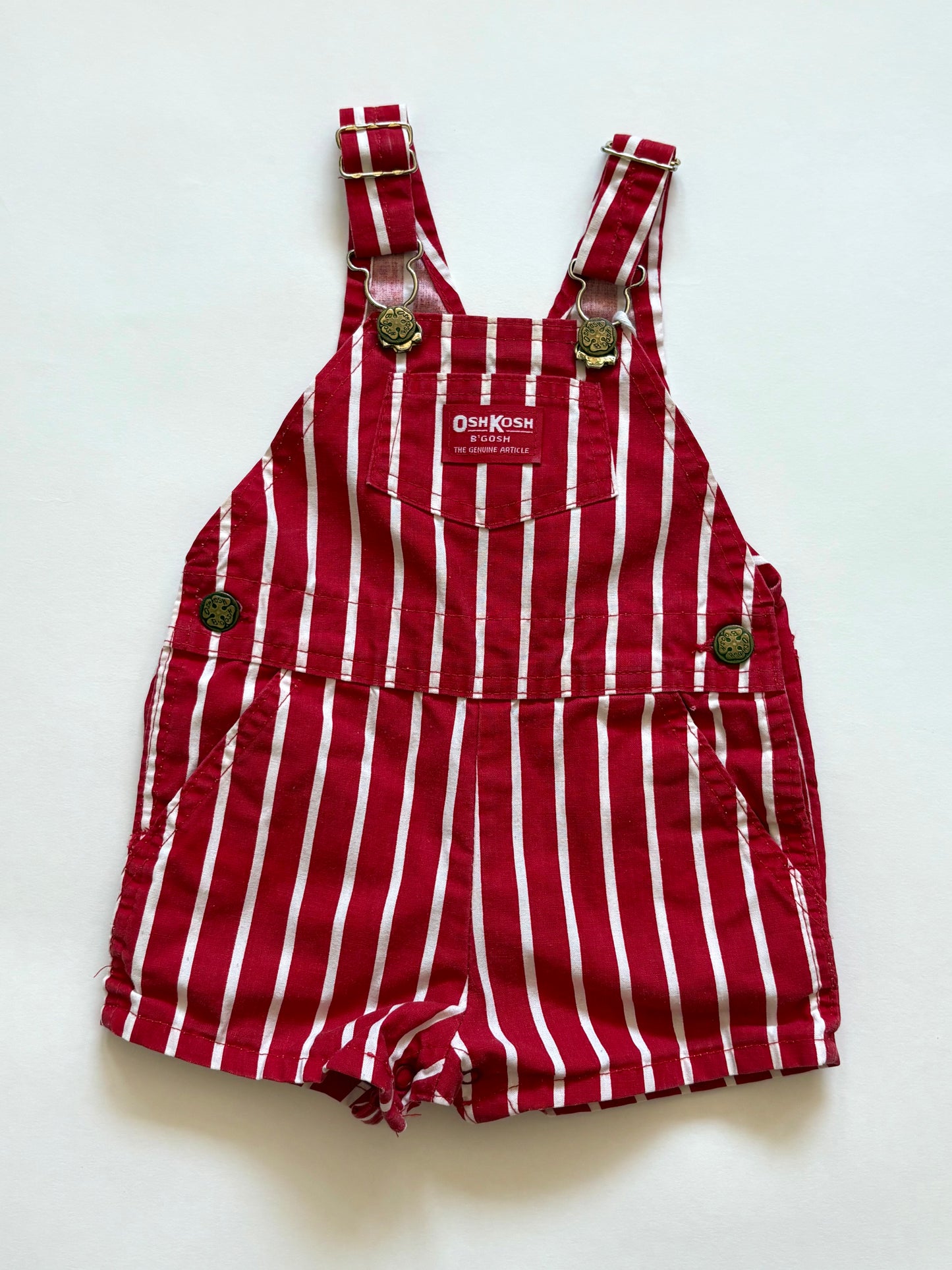 Vintage 80s Oshkosh Red Stripe Shortalls Size 12 months