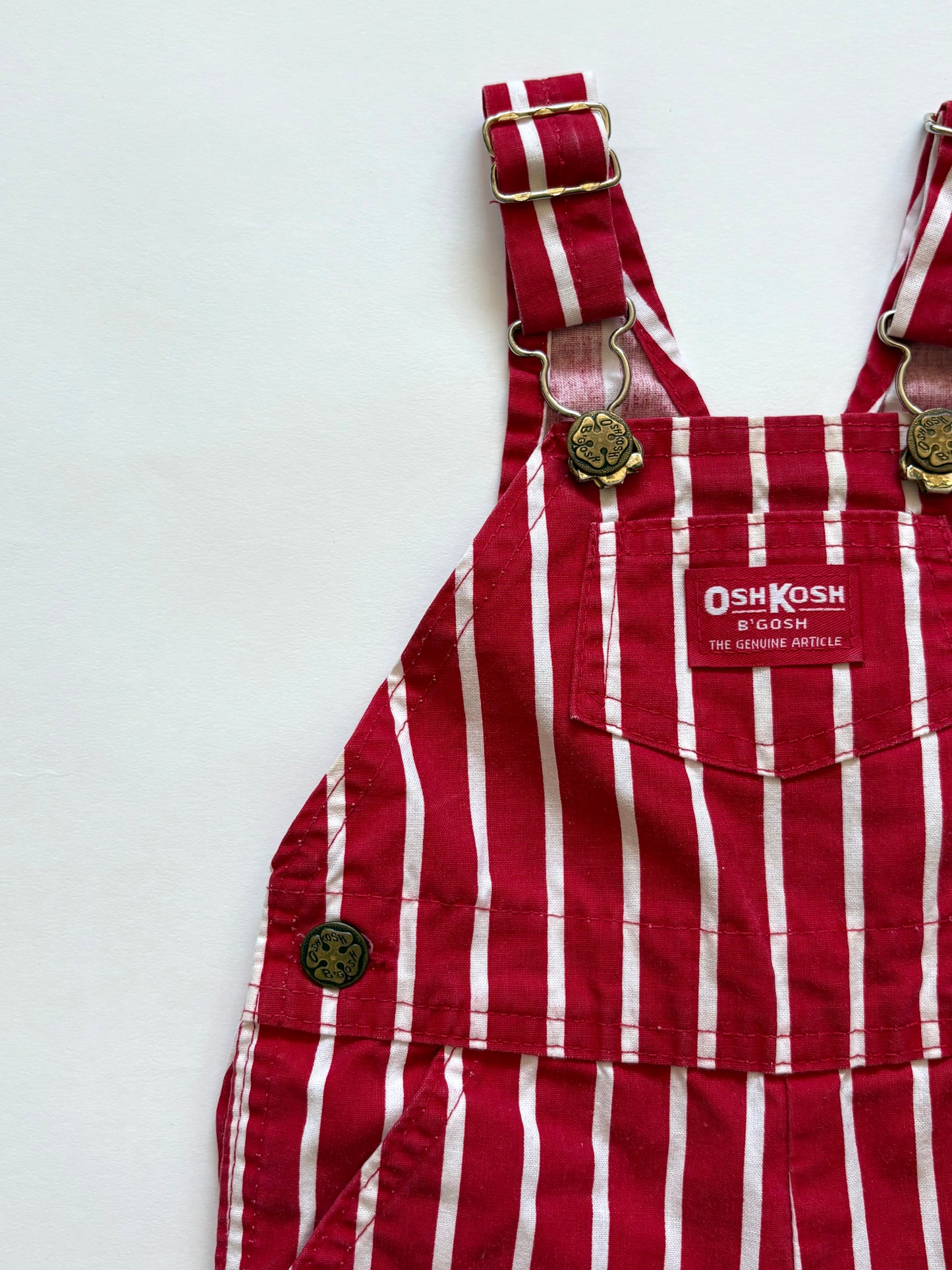 Vintage 80s Oshkosh Red Stripe Shortalls Size 12 months