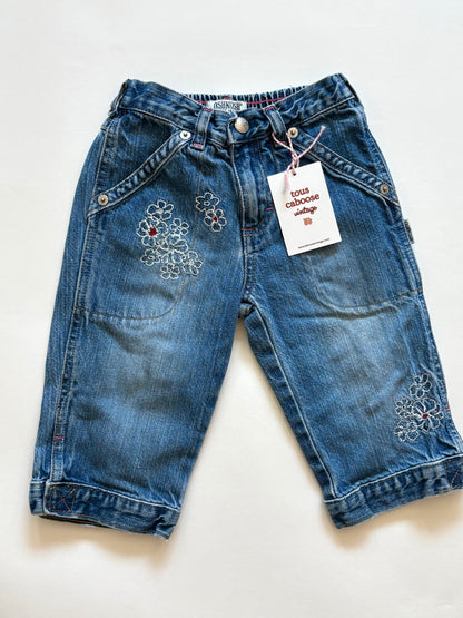 Vintage Y2K Oshkosh Denim Embroidered Capris Size 3T