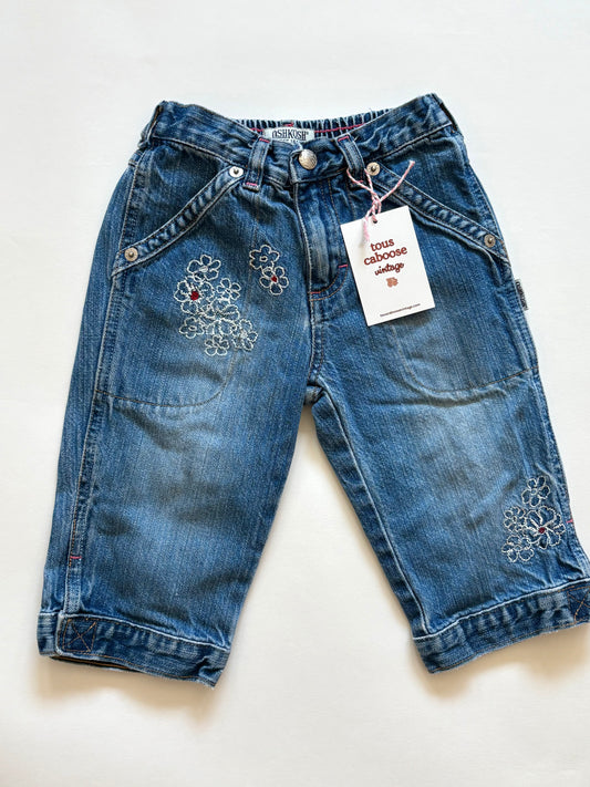 Vintage Y2K Oshkosh Denim Embroidered Capris Size 3T