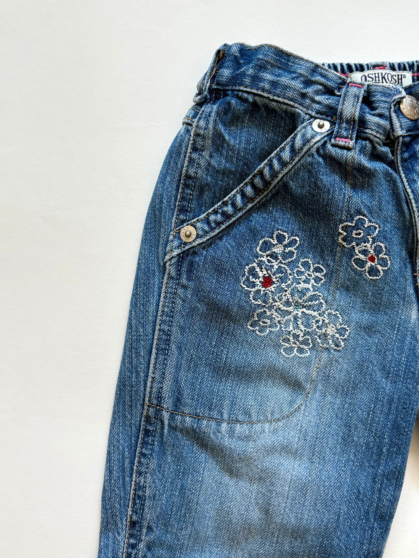 Vintage Y2K Oshkosh Denim Embroidered Capris Size 3T