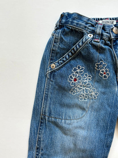 Vintage Y2K Oshkosh Denim Embroidered Capris Size 3T