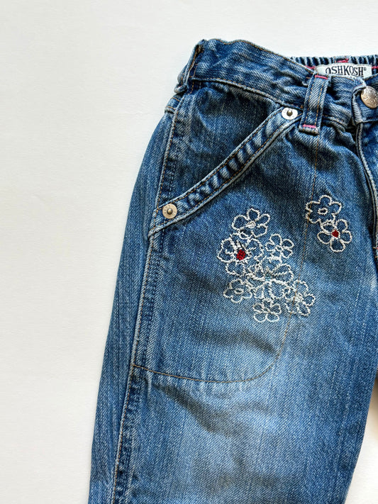 Vintage Y2K Oshkosh Denim Embroidered Capris Size 3T