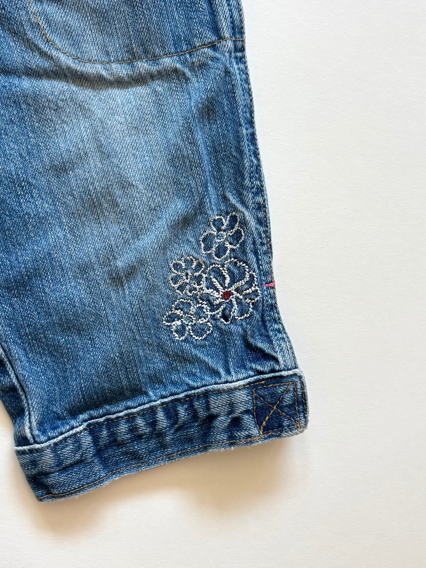 Vintage Y2K Oshkosh Denim Embroidered Capris Size 3T