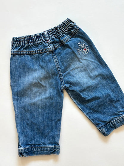 Vintage Y2K Oshkosh Denim Embroidered Capris Size 3T