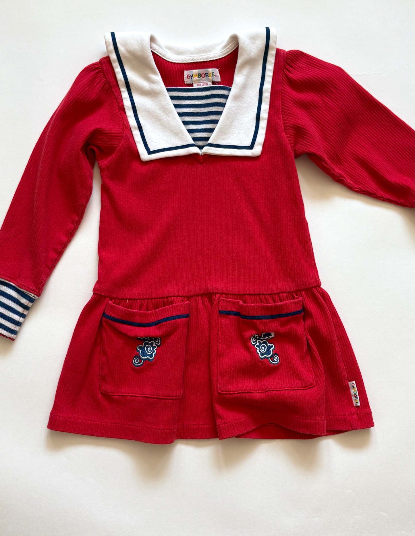 Vintage 90s Gymboree Drop Waist Sailor Dress Size 3T