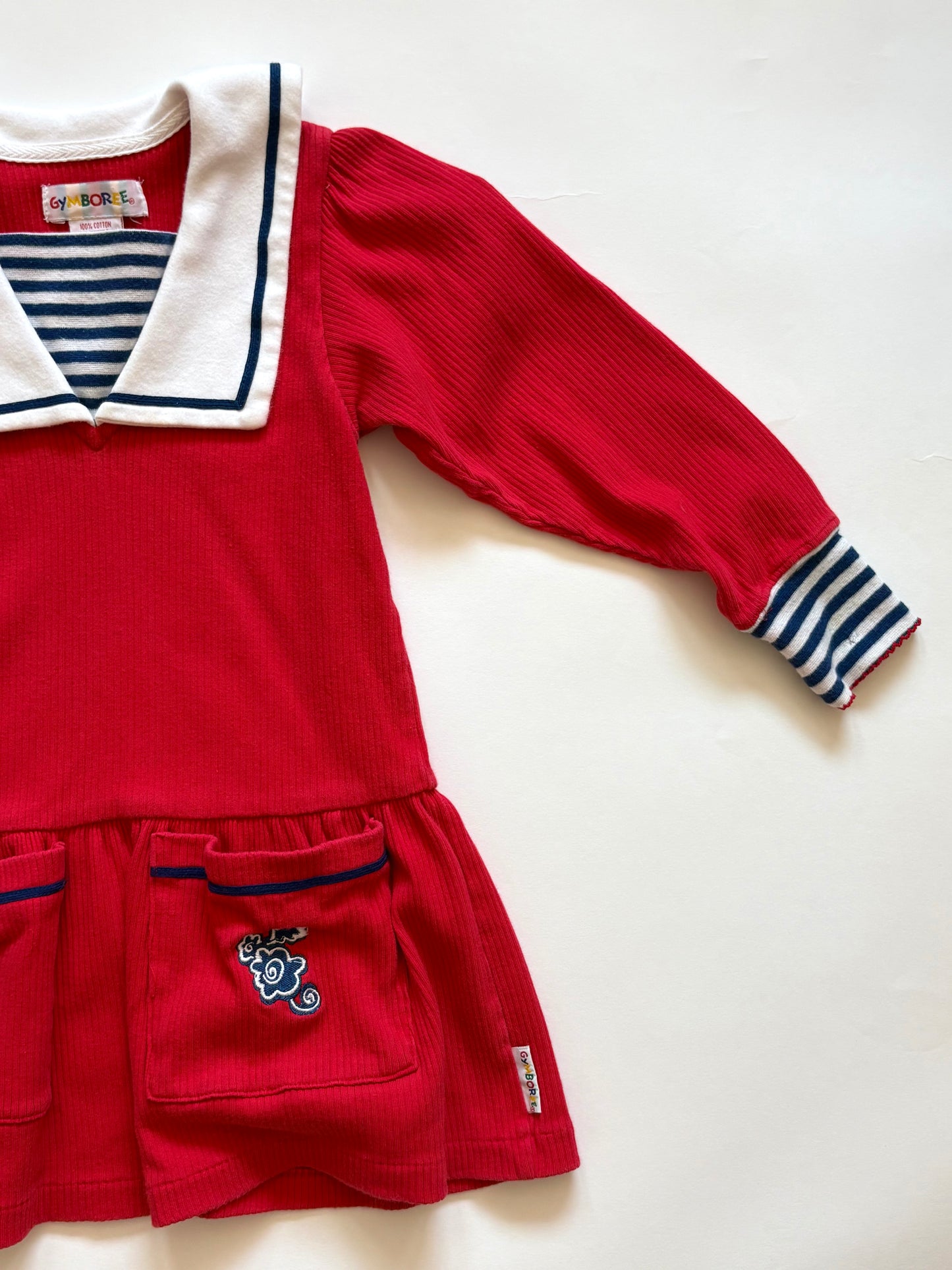 Vintage 90s Gymboree Drop Waist Sailor Dress Size 3T