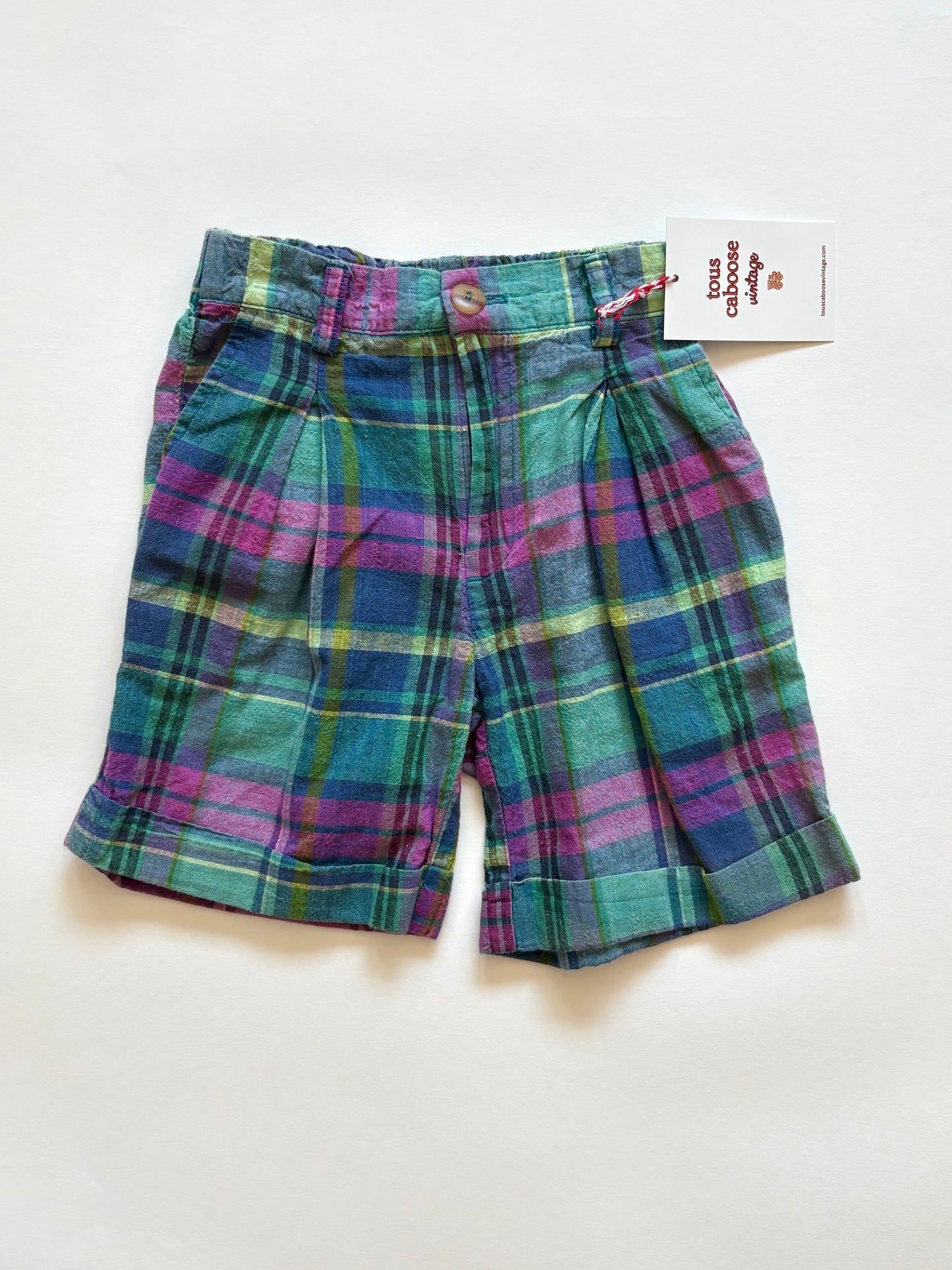 Vintage 80s/90s Kitestring Plaid Pleated Shorts Size 3T