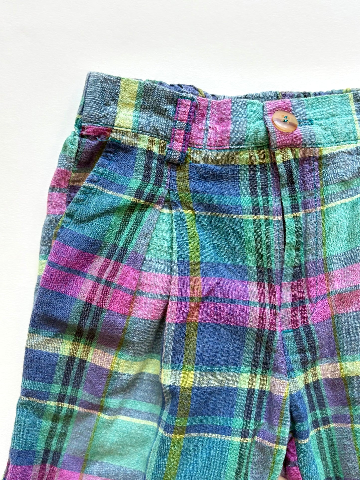 Vintage 80s/90s Kitestring Plaid Pleated Shorts Size 3T