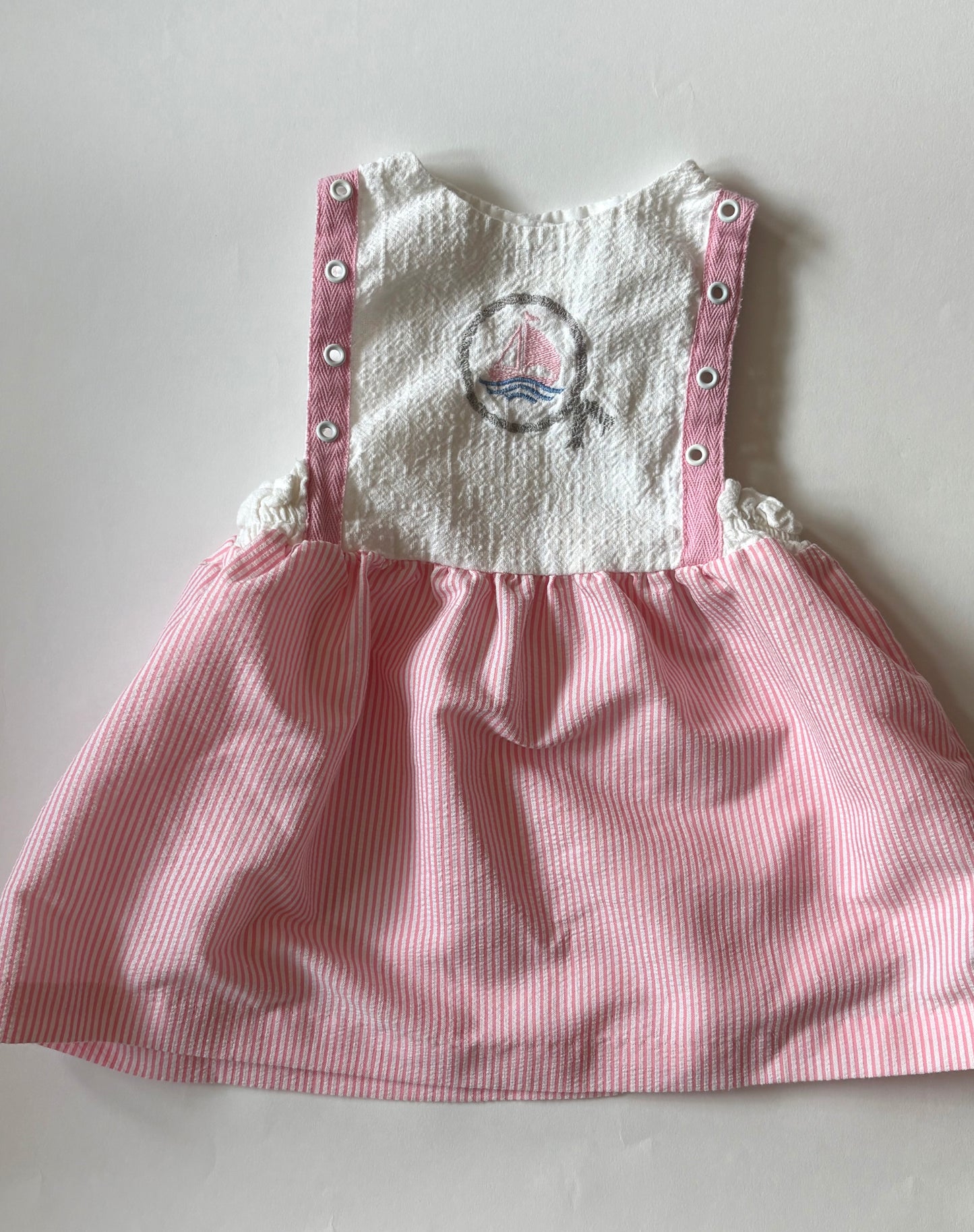 Vintage 80s Seersucker Sail Dress Size 2T