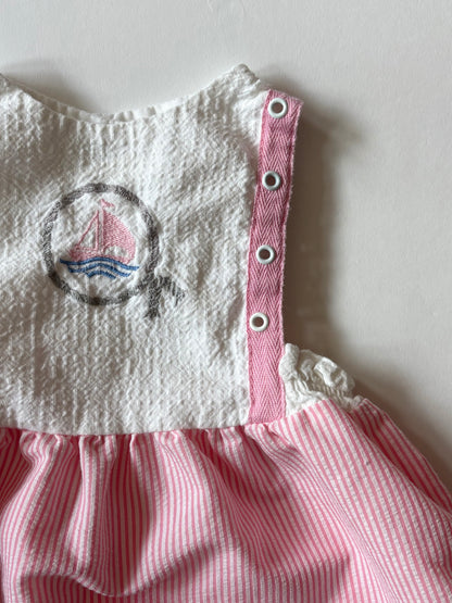 Vintage 80s Seersucker Sail Dress Size 2T