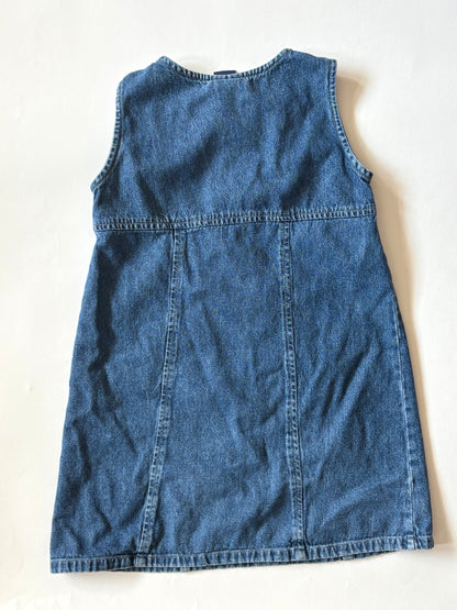 Vintage 90s Embroidered Denim Zip Dress Size 5/6