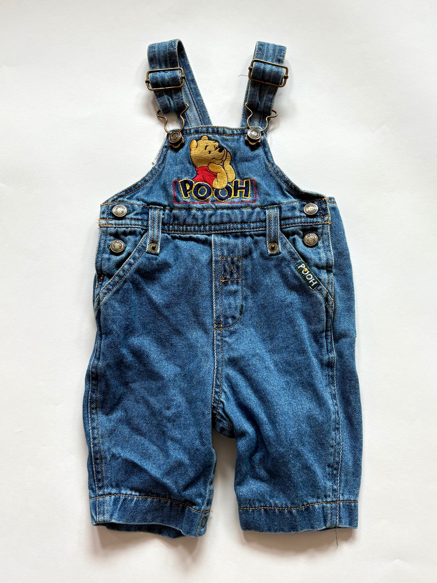Vintage 90s Disney Pooh Bear Denim Overalls Size 3-6 months